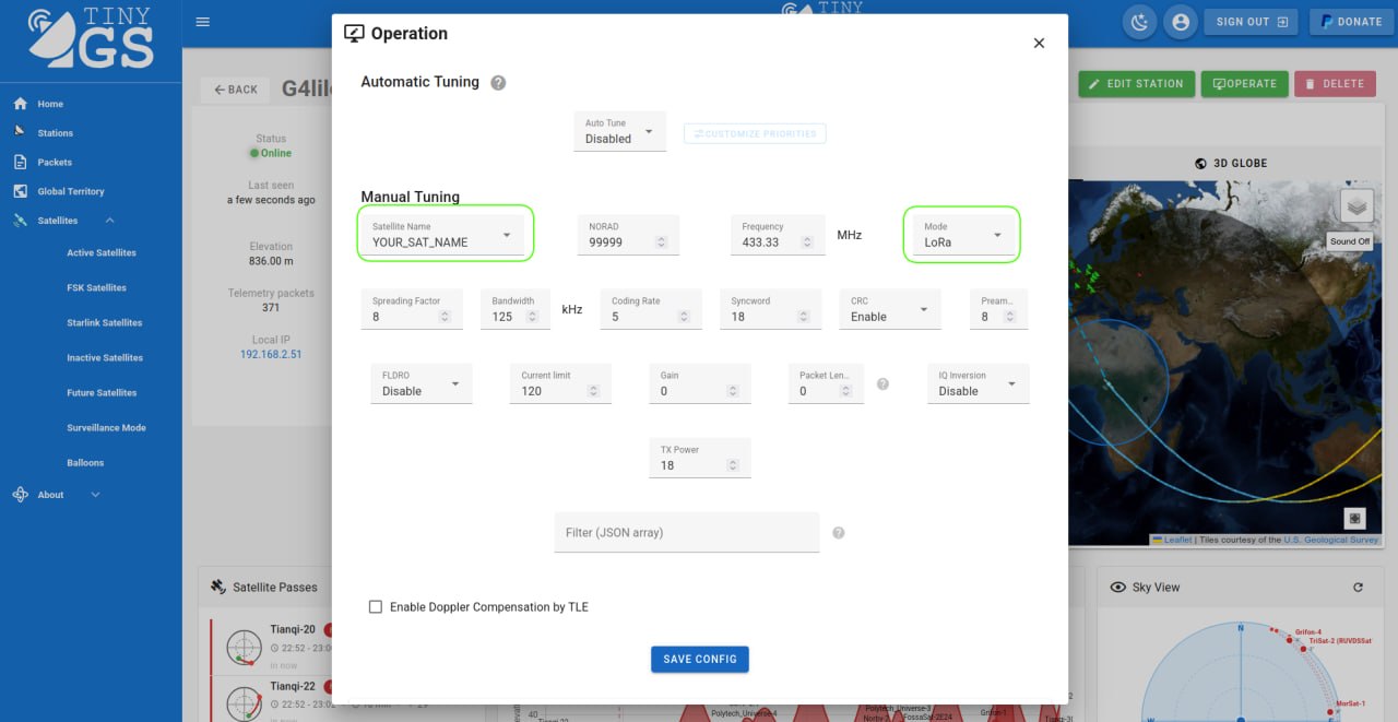How to Add a New Satellite to the tinyGS Network